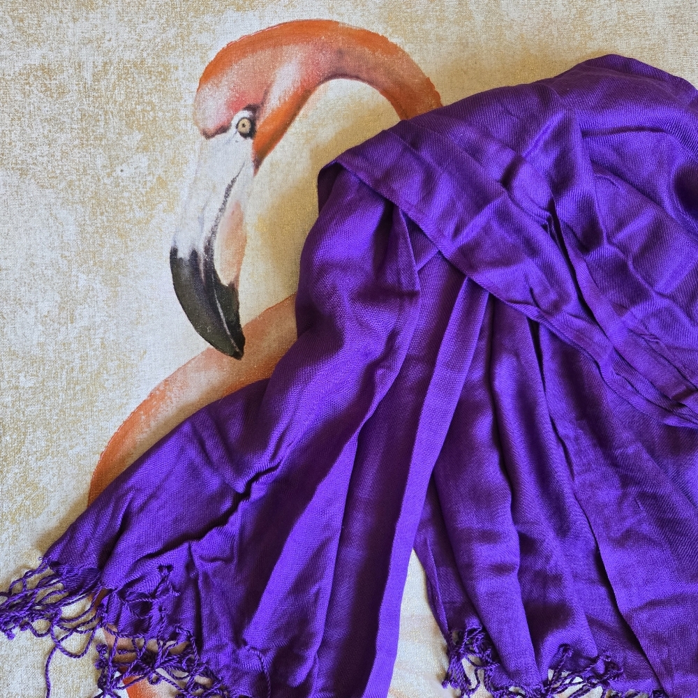 Pashmina Purple Scarf Fringe Bold Viscose